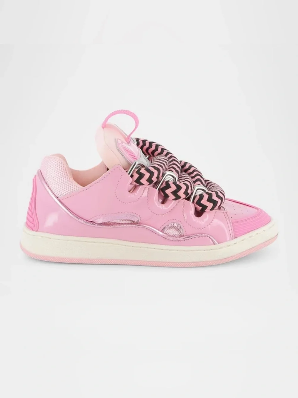 Lanvin Girls Two-Tone Curb Sneakers with Big Laces  Kids Size. 4